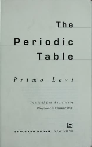 The Periodic Table A Memoir