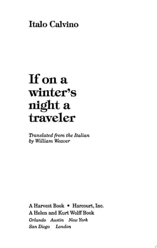 If On A Winter's Night A Traveler
