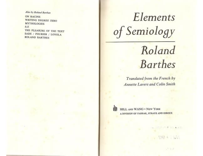Elements of Semiology